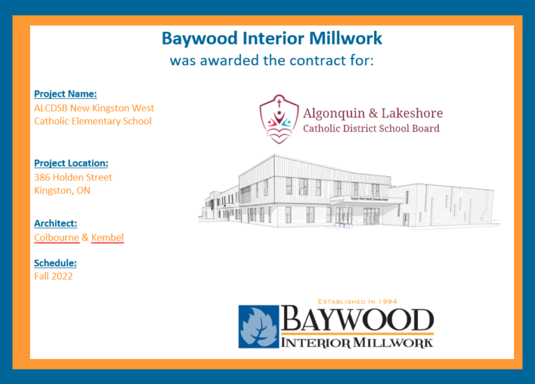 Baywood Interiors was awarded the millwork contract for the ALCDSB New